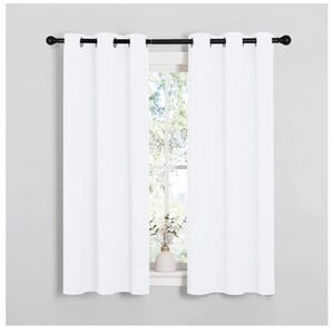 White Blackout Curtains 2 Panels 34x54 Silver Grommet Triple Weave New